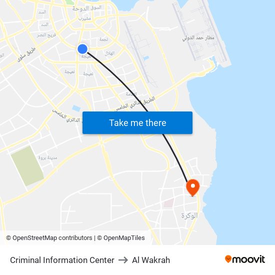 Criminal Information Center to Al Wakrah map
