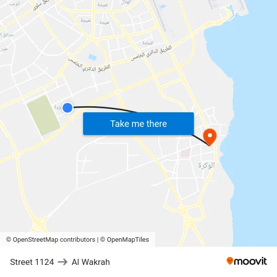 Street 1124 to Al Wakrah map