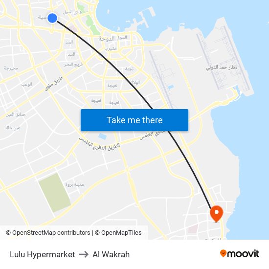 Lulu Hypermarket to Al Wakrah map