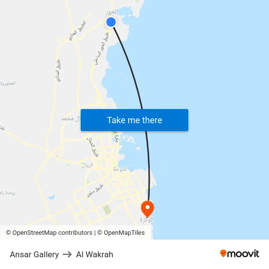 Ansar Gallery to Al Wakrah map