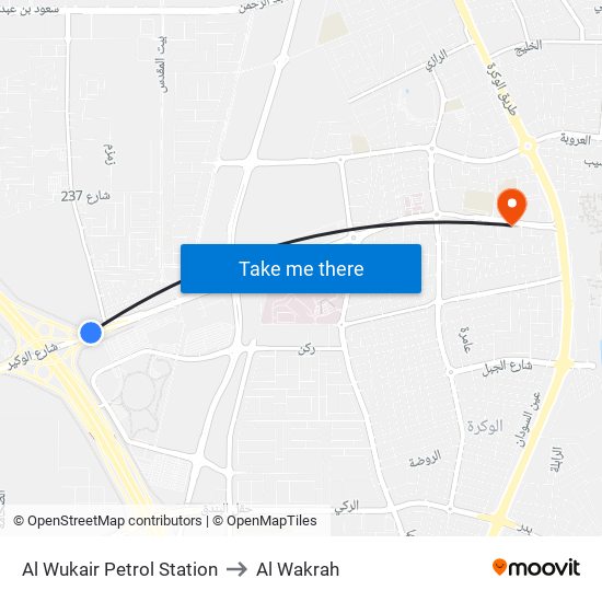 Al Wukair Petrol Station to Al Wakrah map