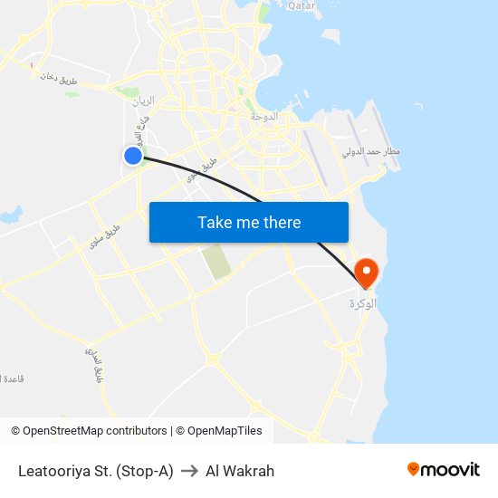 Leatooriya St. (Stop-A) to Al Wakrah map