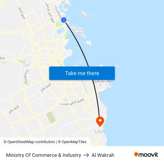 Ministry Of Commerce & Industry to Al Wakrah map