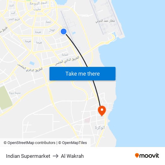 Indian Supermarket to Al Wakrah map