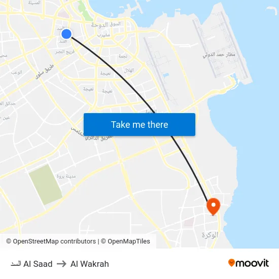 السد Al Saad to Al Wakrah map