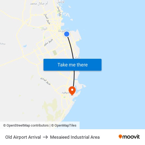 Old Airport Arrival to Mesaieed Industrial Area map