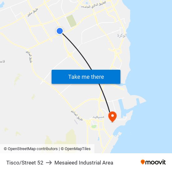 Tisco/Street 52 to Mesaieed Industrial Area map