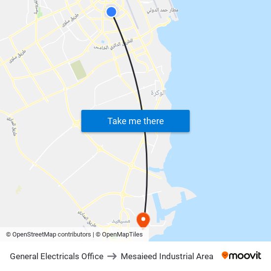 General Electricals Office to Mesaieed Industrial Area map