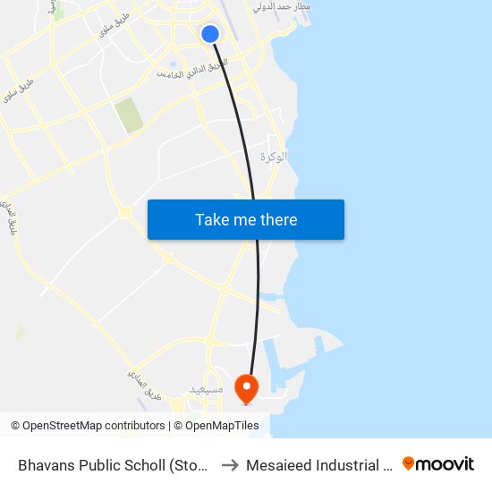 Bhavans Public Scholl (Stop-A) 1 to Mesaieed Industrial Area map