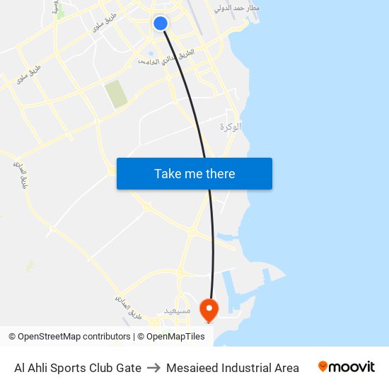 Al Ahli Sports Club Gate to Mesaieed Industrial Area map