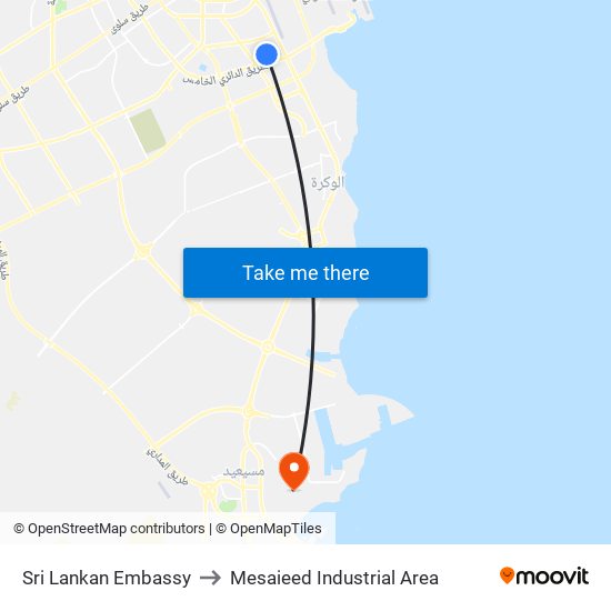 Sri Lankan Embassy to Mesaieed Industrial Area map