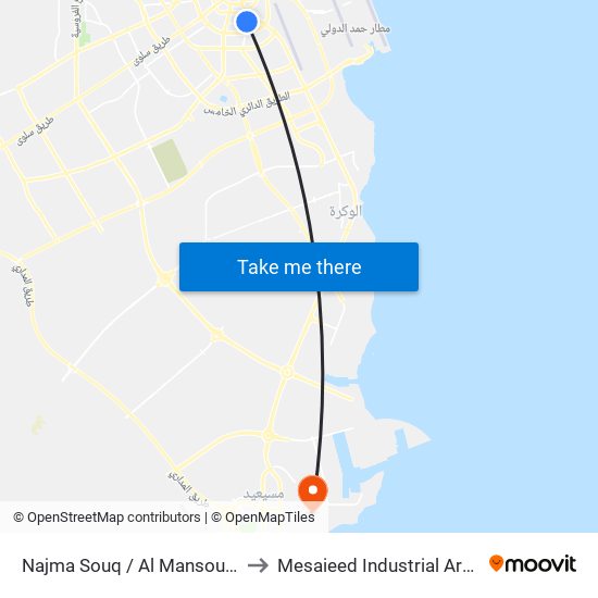 Najma Souq / Al Mansoura to Mesaieed Industrial Area map