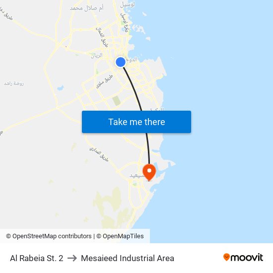 Al Rabeia St. 2 to Mesaieed Industrial Area map