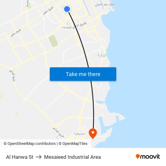 Al Hanwa St to Mesaieed Industrial Area map