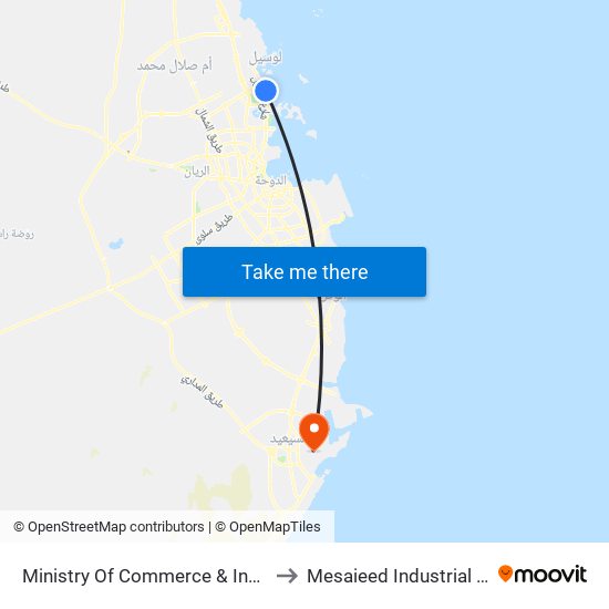 Ministry Of Commerce & Industry to Mesaieed Industrial Area map