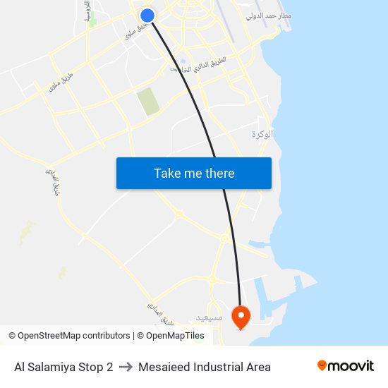 Al Salamiya Stop 2 to Mesaieed Industrial Area map