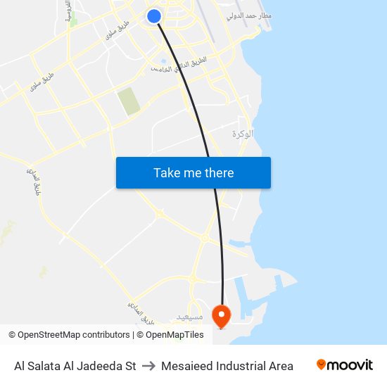 Al Salata Al Jadeeda St to Mesaieed Industrial Area map