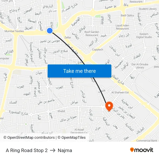 A Ring Road Stop 2 to Najma map