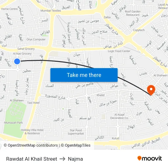 Rawdat Al Khail Street to Najma map