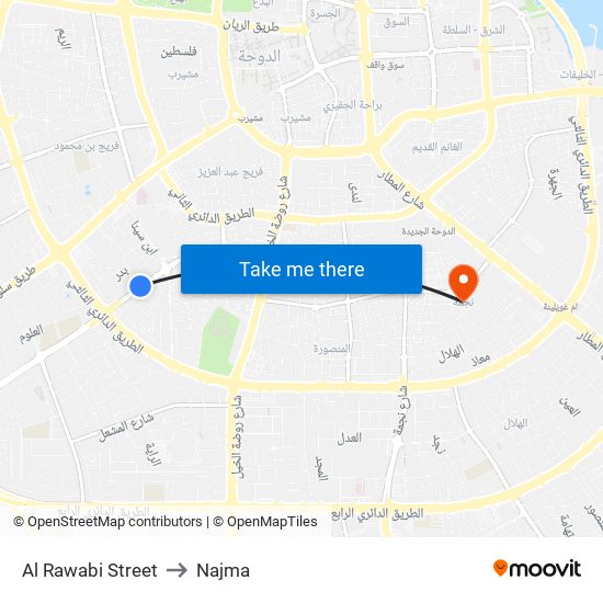 Al Rawabi Street to Najma map