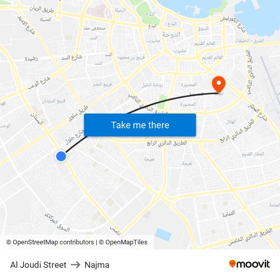 Al Joudi Street to Najma map