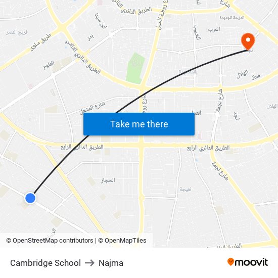Cambridge School to Najma map