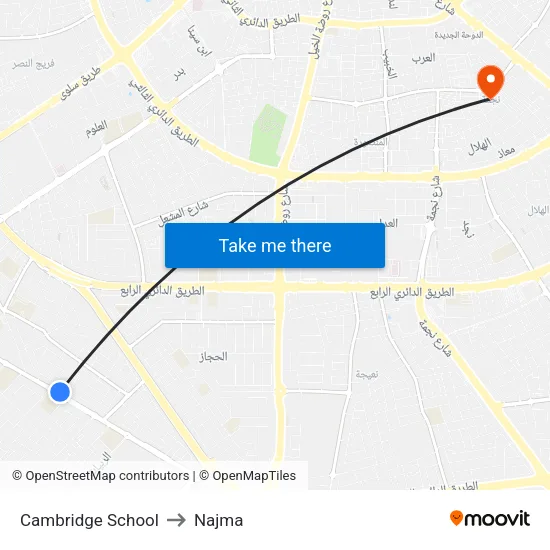 Cambridge School to Najma map