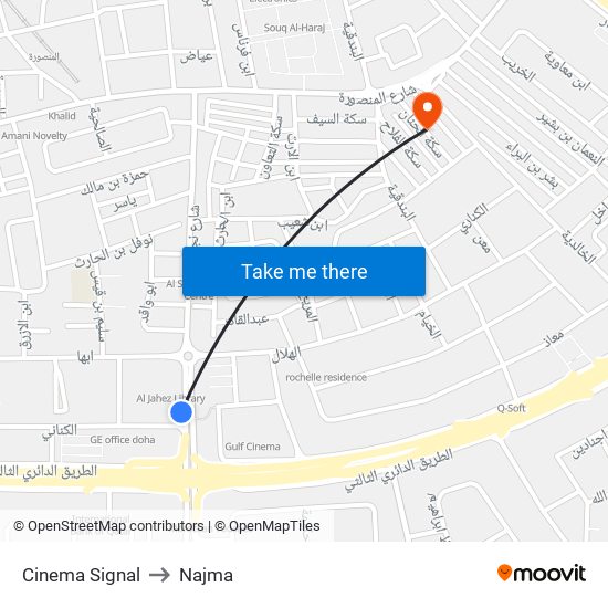 Cinema Signal to Najma map