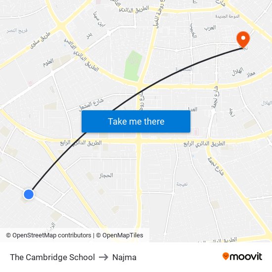 The Cambridge School to Najma map