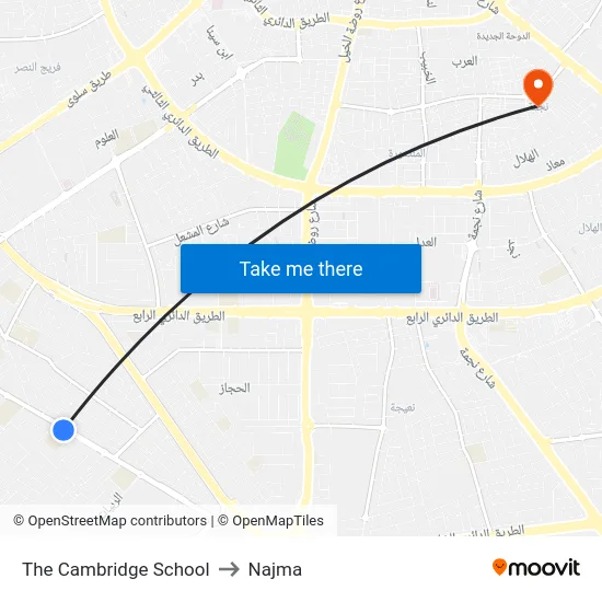 The Cambridge School to Najma map