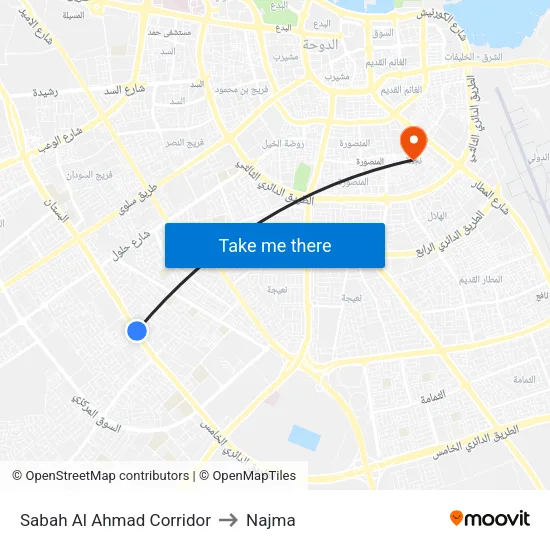 Sabah Al Ahmad Corridor to Najma map