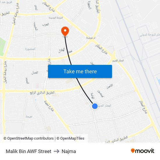 Malik Bin AWF Street to Najma map