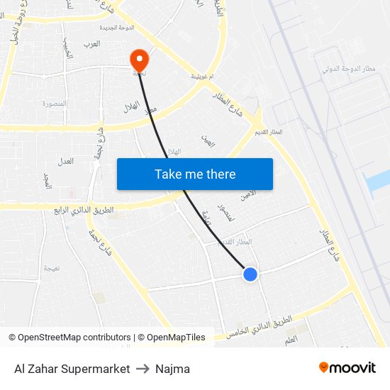 Al Zahar Supermarket to Najma map