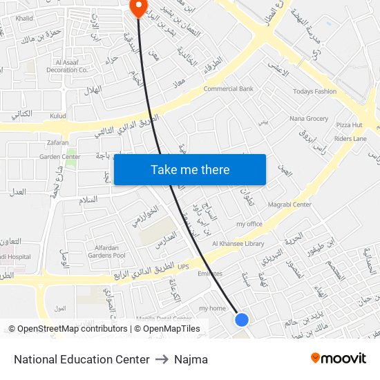 National Education Center to Najma map