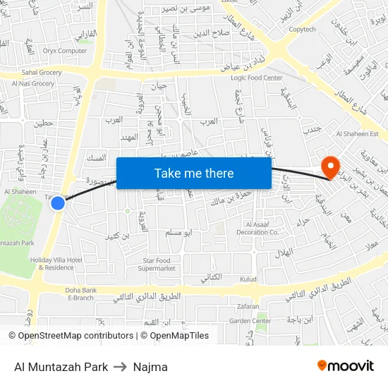Al Muntazah Park to Najma map