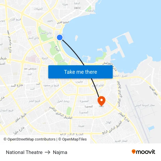 National Theatre to Najma map