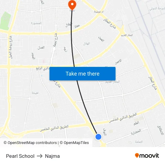 Pearl School to Najma map