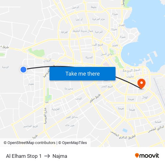 Al Elham Stop 1 to Najma map