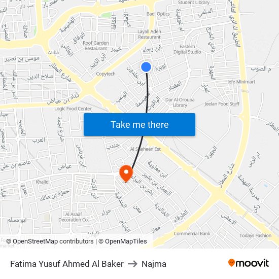 Fatima Yusuf Ahmed Al Baker to Najma map
