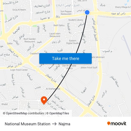 National Museum Station to Najma map