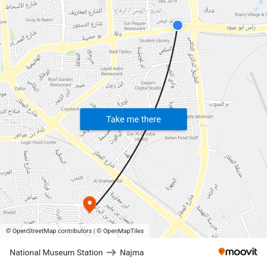 National Museum Station to Najma map