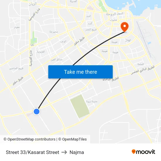 Street 33/Kasarat Street to Najma map