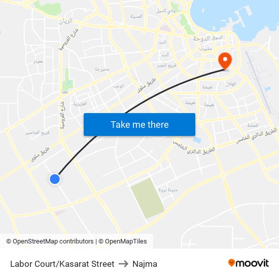 Labor Court/Kasarat Street to Najma map