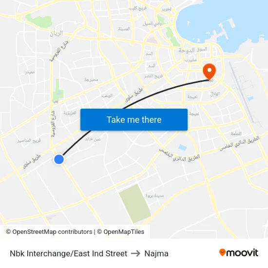 Nbk Interchange/East Ind Street to Najma map