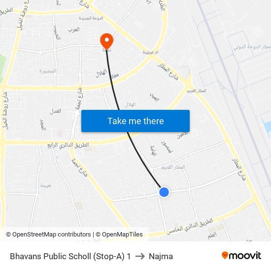 Bhavans Public Scholl (Stop-A) 1 to Najma map