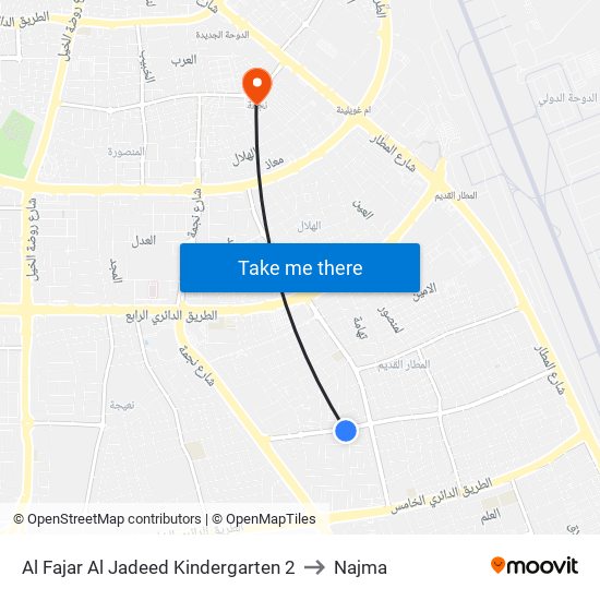 Al Fajar Al Jadeed Kindergarten 2 to Najma map