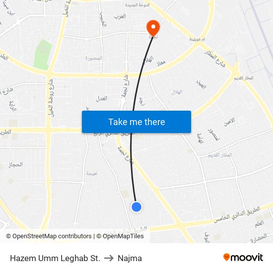 Hazem Umm Leghab St. to Najma map