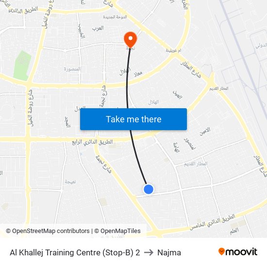 Al Khallej Training Centre (Stop-B) 2 to Najma map