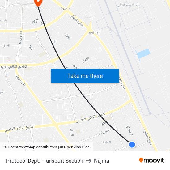 Protocol Dept. Transport Section to Najma map