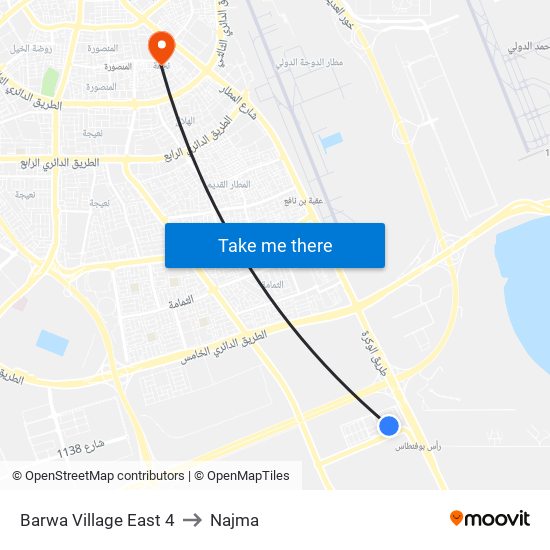 Barwa Village East 4 to Najma map